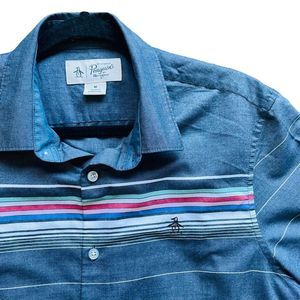 Penguin short sleeve button down shirt size medium